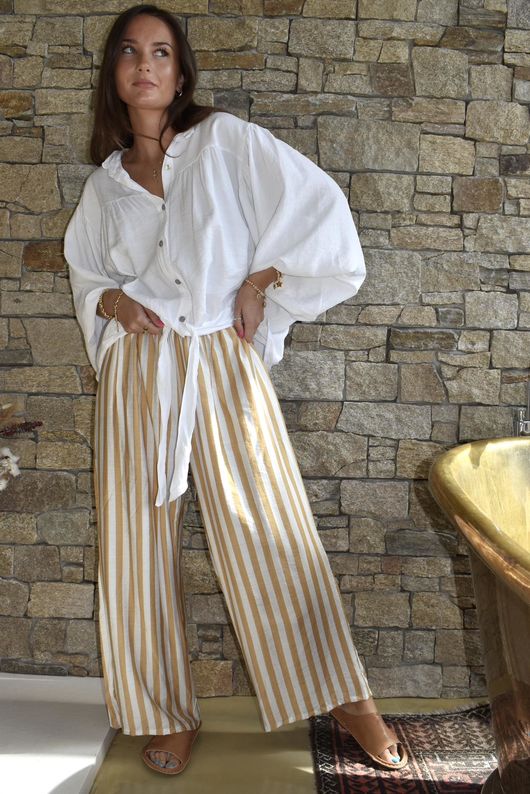 Mallow Stripe Wide Leg Pant Indian Yellow /40=
